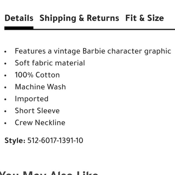 Barbie Vintage Graphic S/S T-Shirt - Picture 3 of 6